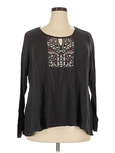 Pre-owned Eyeshadow Long Sleeve Blouse In Black