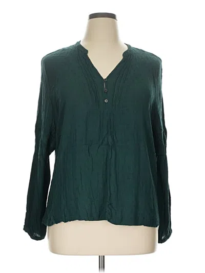 Pre-owned Eyeshadow Long Sleeve Blouse In Teal