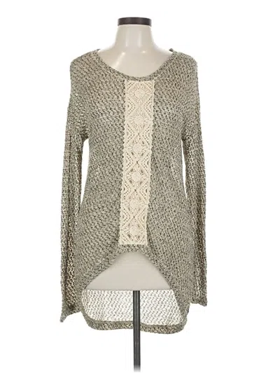 Pre-owned Eyeshadow Long Sleeve Top Gray Square Neckline Tops