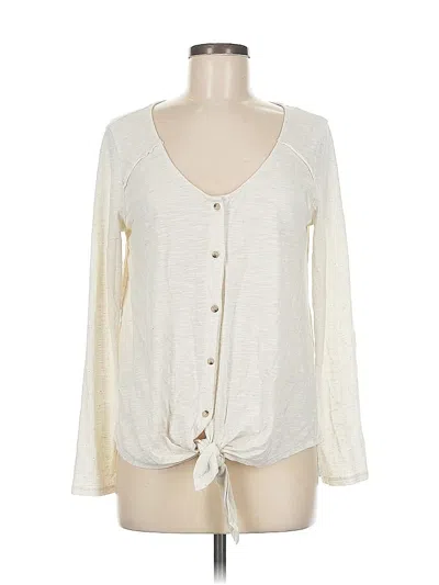 Pre-owned Eyeshadow Long Sleeve Top Ivory Plunge Neckline Tops In White