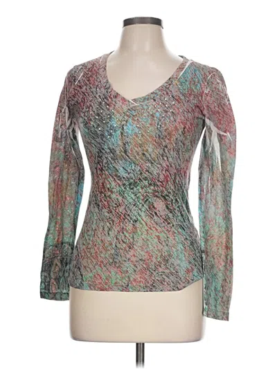 Pre-owned Eyeshadow Long Sleeve Top Teal Sweetheart Neckline Tops