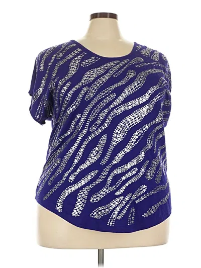 Pre-owned Eyeshadow Short Sleeve Top Purple Scoop Neck Tops