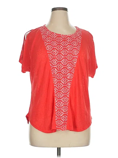 Pre-owned Eyeshadow Short Sleeve Top Red Scoop Neck Tops
