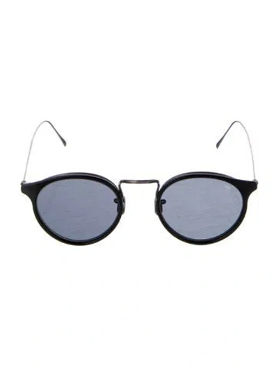 Pre-owned Eyevan 7285 Round Tinted Sunglasses In Black
