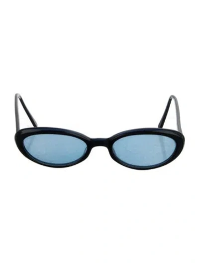 Pre-owned Eyevan 7285 Round Tinted Sunglasses In Blue