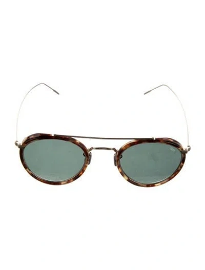 Pre-owned Eyevan 7285 Round Tinted Sunglasses In Brown