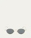 Eyevan Men's 199 Titanium Round Sunglasses In 902-g Mdbk