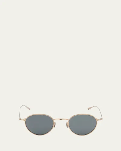 Eyevan Men's 199 Titanium Round Sunglasses In 902-g Mdbk