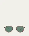 Eyevan Men's 717e Round Acetate-wrapped Metal Sunglasses In 112802 Bk