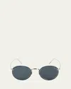 Eyevan Men's 717e Round Acetate-wrapped Metal Sunglasses In 213800