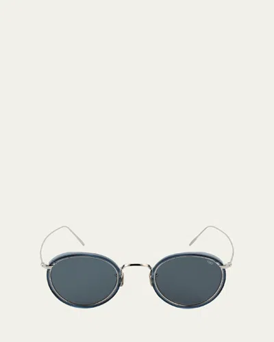 Eyevan Men's 717e Round Acetate-wrapped Metal Sunglasses In 213800