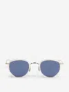 Eyevan Men's 717e Round Acetate-wrapped Metal Sunglasses In Navy Blue