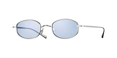 Eyevan Thompson S-lt.blu3 Men's Sunglasses Silver Size 47