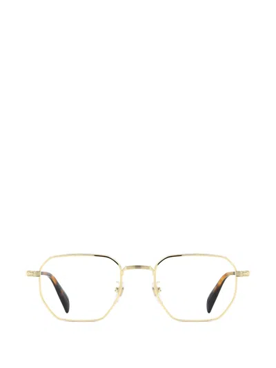 Eyewear By David Beckham Geometric-frame Metal Glasses In Gold