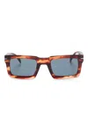 Eyewear By David Beckham Horn-effect Rectangle Sunglasses In Brown
