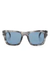 Eyewear By David Beckham Marbled Square-frame Sunglasses In Grey