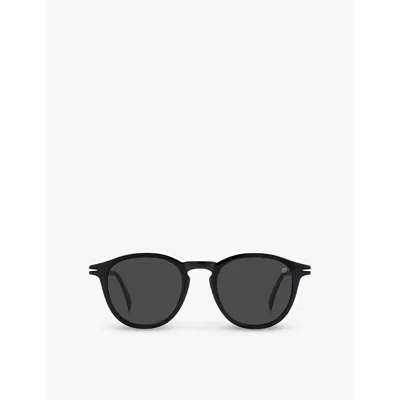 Eyewear By David Beckham Womens Black Gold 1114/s Round-frame Acetate Sunglasses