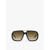 Eyewear By David Beckham Womens Black Gold 7101/s Square-frame Acetate Sunglasses In Black Gold