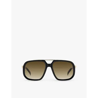 Eyewear By David Beckham Womens Black Gold 7101/s Square-frame Acetate Sunglasses
