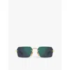 Eyewear By David Beckham Mens Gold Havana 7109/s Rectangle-frame Metal Sunglasses In Gold Havana