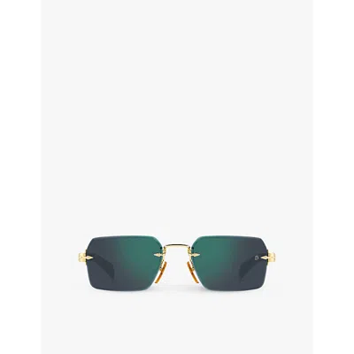 Eyewear By David Beckham Mens Gold Havana 7109/s Rectangle-frame Metal Sunglasses