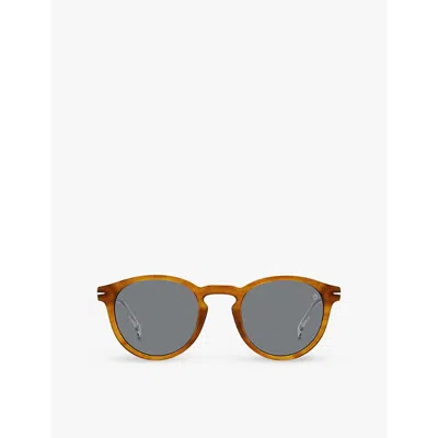 Eyewear By David Beckham Womens Yellow Horn 1111/s Round-frame Acetate Sunglasses