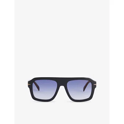 Eyewear By David Beckham Mens Black Havana Db7127/s Rectangular Frame Acetate Sunglasses
