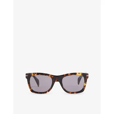 Eyewear By David Beckham Mens Brn Yellow Havana Db 1222/s Rectangle-frame Acetate Sunglasses In Multi