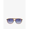 Eyewear By David Beckham Mens 1159/s Irregular-frame Acetate Sunglasses Brown Horn