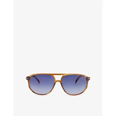 Eyewear By David Beckham Mens 1159/s Irregular-frame Acetate Sunglasses Brown Horn