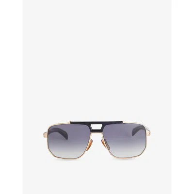 Eyewear By David Beckham Mens Gold Black 7157/s Square-frame Metal Sunglasses In Blue