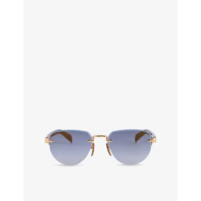 Eyewear By David Beckham Mens 7144/s Rimless Metal Sunglasses Gold Blck