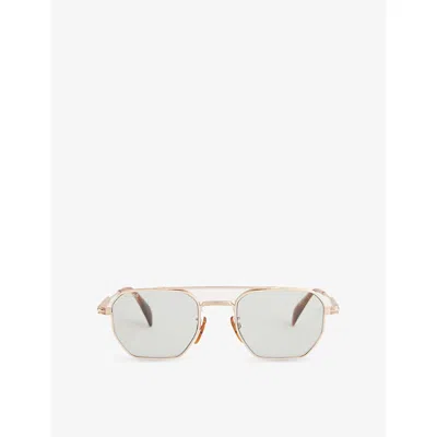 Eyewear By David Beckham Mens Gold Brown Horn 1229s Aviator-frame Metal Sunglasses In Burgundy