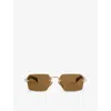 Eyewear By David Beckham Mens Gold Brown Horn 7109/s Rectangle-frame Metal Sunglasses In Gold Brown Horn
