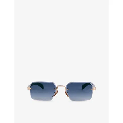 Eyewear By David Beckham Mens 7109/s Rectangle-frame Metal Sunglasses Gold Green
