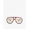 Eyewear By David Beckham Mens Havana Gold 99/voyager Pilot-frame Acetate Sunglasses In Gold