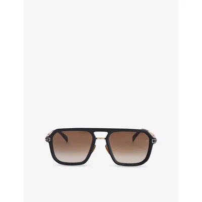 Eyewear By David Beckham Mens 7136/s Rectangle-frame Acetate Sunglasses Matte Black Gold