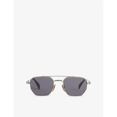 Eyewear By David Beckham Mens Ruthenium Black Db1229/s Rectangular-frame Metal Sunglasses In Gray