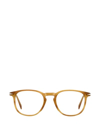 Eyewear By David Beckham Round-frame Browline Glasses In Brown