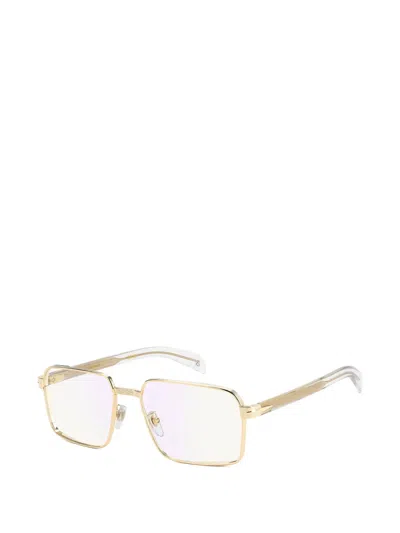 Eyewear By David Beckham Square Metal Glasses In Gold