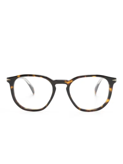 Eyewear By David Beckham Runde Brille In Schildpattoptik In Brown