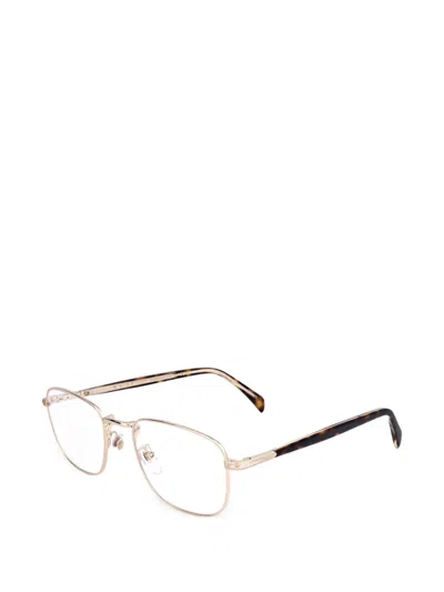 Eyewear By David Beckham Tortoiseshell-effect Rectangle-frame Glasses In Gold