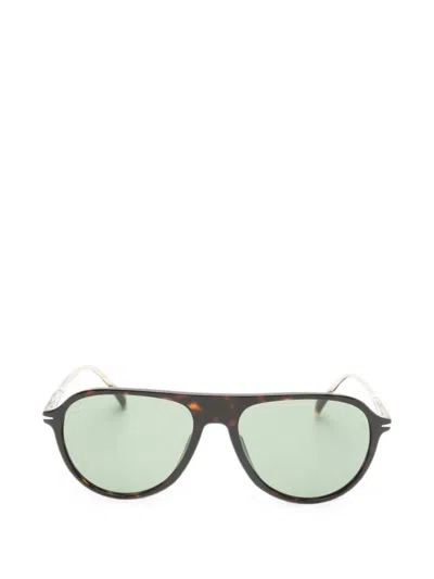 Eyewear By David Beckham Tortoiseshell-effect Rectangle-frame Sunglasses In Green