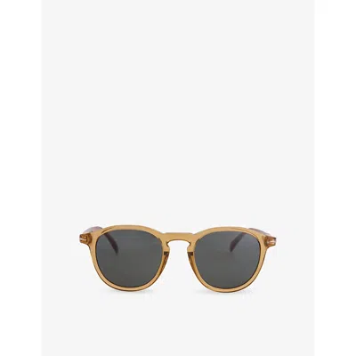 Eyewear By David Beckham Womens 1114/s Round-frame Acetate Sunglasses Yellow Havana