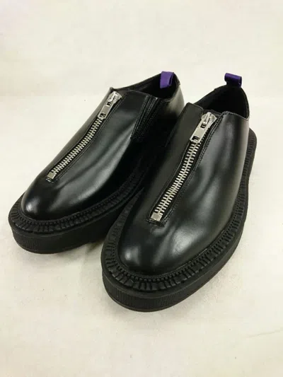 Pre-owned Eytys Alexia Platform Zip-up Leather Derby Shoes In Black