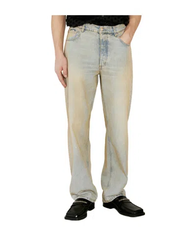 Eytys Benz Logo Patch Straight Leg Jeans In Blue