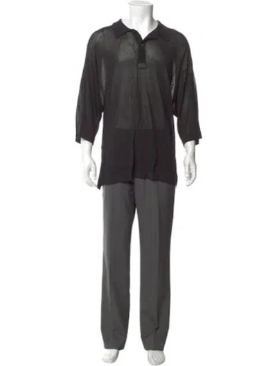 Pre-owned Eytys Collar Three-quarter Sleeve Polo Shirt In Black