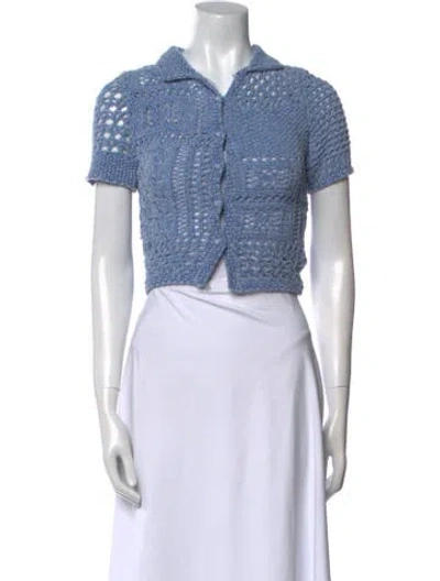 Pre-owned Eytys Crew Neck Short Sleeve Crop Top In Blue