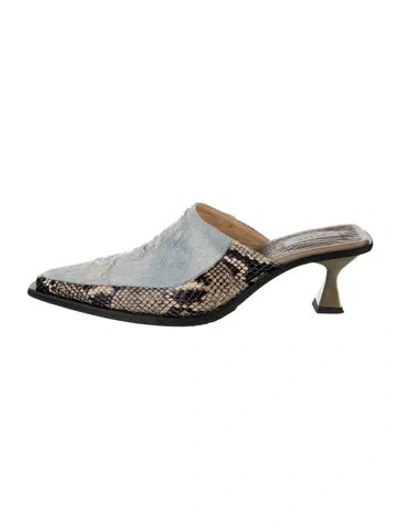 Pre-owned Eytys Denim Animal Print Mules In Multicolor