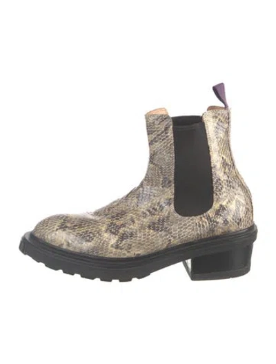 Pre-owned Eytys Embossed Leather Animal Print Chelsea Boots In Multicolor